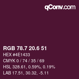 カラーコード: RGB 78.7 20.6 51 | qconv.com