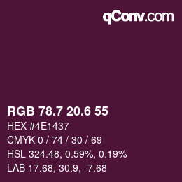 カラーコード: RGB 78.7 20.6 55 | qconv.com