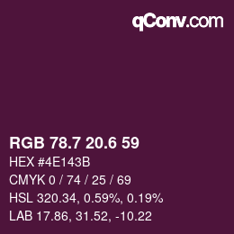 カラーコード: RGB 78.7 20.6 59 | qconv.com