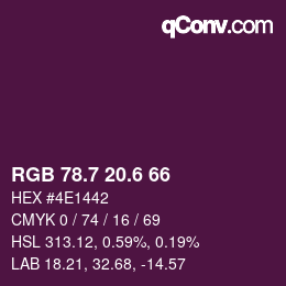 カラーコード: RGB 78.7 20.6 66 | qconv.com