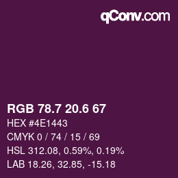 カラーコード: RGB 78.7 20.6 67 | qconv.com