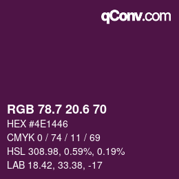 カラーコード: RGB 78.7 20.6 70 | qconv.com