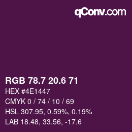 カラーコード: RGB 78.7 20.6 71 | qconv.com