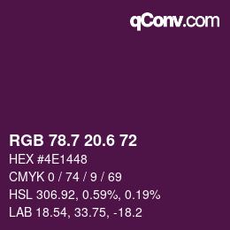 カラーコード: RGB 78.7 20.6 72 | qconv.com