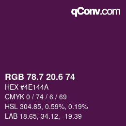 カラーコード: RGB 78.7 20.6 74 | qconv.com