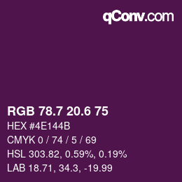 カラーコード: RGB 78.7 20.6 75 | qconv.com