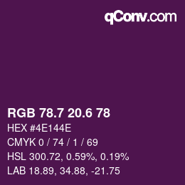 カラーコード: RGB 78.7 20.6 78 | qconv.com
