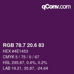 カラーコード: RGB 78.7 20.6 83 | qconv.com