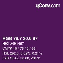 カラーコード: RGB 78.7 20.6 87 | qconv.com