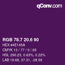 カラーコード: RGB 78.7 20.6 90 | qconv.com
