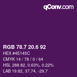カラーコード: RGB 78.7 20.6 92 | qconv.com