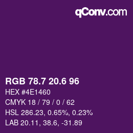 カラーコード: RGB 78.7 20.6 96 | qconv.com