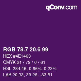 カラーコード: RGB 78.7 20.6 99 | qconv.com