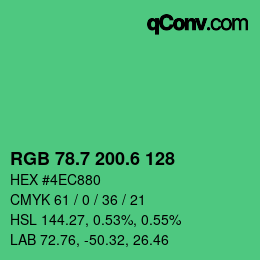 カラーコード: RGB 78.7 200.6 128 | qconv.com
