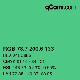 カラーコード: RGB 78.7 200.6 133 | qconv.com