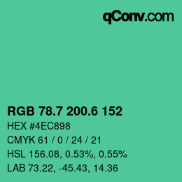 カラーコード: RGB 78.7 200.6 152 | qconv.com