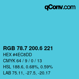 カラーコード: RGB 78.7 200.6 221 | qconv.com