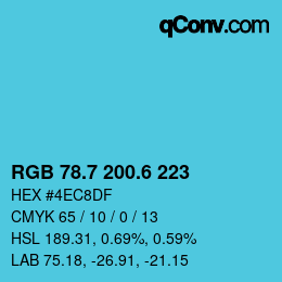 カラーコード: RGB 78.7 200.6 223 | qconv.com