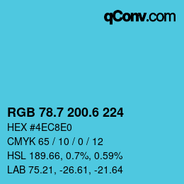 カラーコード: RGB 78.7 200.6 224 | qconv.com