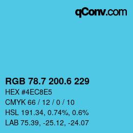 カラーコード: RGB 78.7 200.6 229 | qconv.com