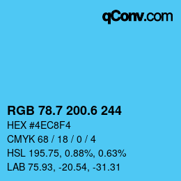 カラーコード: RGB 78.7 200.6 244 | qconv.com