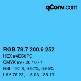 カラーコード: RGB 78.7 200.6 252 | qconv.com