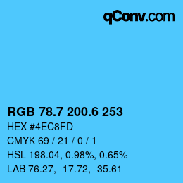 カラーコード: RGB 78.7 200.6 253 | qconv.com