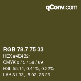 カラーコード: RGB 78.7 75 33 | qconv.com