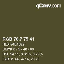 カラーコード: RGB 78.7 75 41 | qconv.com