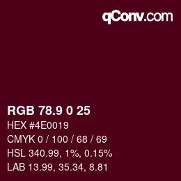 Color code: RGB 78.9 0 25 | qconv.com