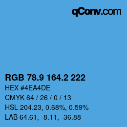 カラーコード: RGB 78.9 164.2 222 | qconv.com