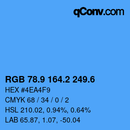 カラーコード: RGB 78.9 164.2 249.6 | qconv.com