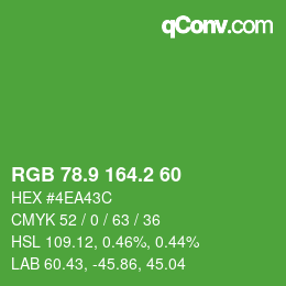 カラーコード: RGB 78.9 164.2 60 | qconv.com