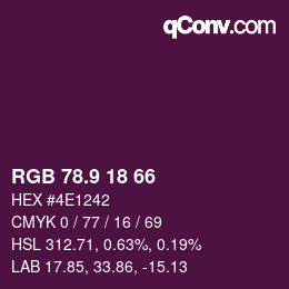カラーコード: RGB 78.9 18 66 | qconv.com