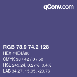 カラーコード: RGB 78.9 74.2 128 | qconv.com