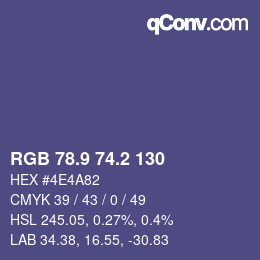 カラーコード: RGB 78.9 74.2 130 | qconv.com
