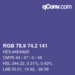 カラーコード: RGB 78.9 74.2 141 | qconv.com