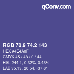 カラーコード: RGB 78.9 74.2 143 | qconv.com