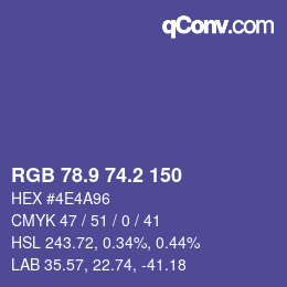 カラーコード: RGB 78.9 74.2 150 | qconv.com