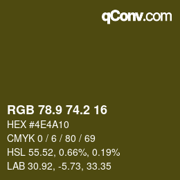 Color code: RGB 78.9 74.2 16 | qconv.com