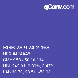 カラーコード: RGB 78.9 74.2 168 | qconv.com