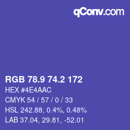 カラーコード: RGB 78.9 74.2 172 | qconv.com
