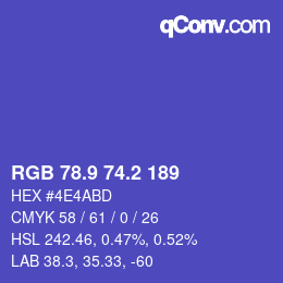 カラーコード: RGB 78.9 74.2 189 | qconv.com