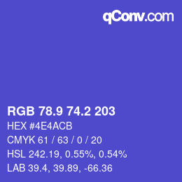 カラーコード: RGB 78.9 74.2 203 | qconv.com