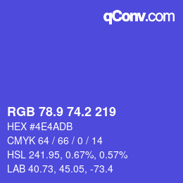 カラーコード: RGB 78.9 74.2 219 | qconv.com