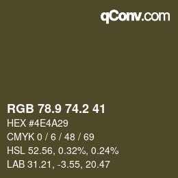 カラーコード: RGB 78.9 74.2 41 | qconv.com