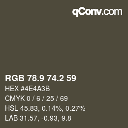 カラーコード: RGB 78.9 74.2 59 | qconv.com
