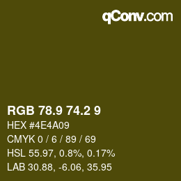 Color code: RGB 78.9 74.2 9 | qconv.com