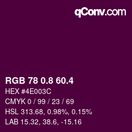 カラーコード: RGB 78 0.8 60.4 | qconv.com