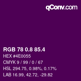 カラーコード: RGB 78 0.8 85.4 | qconv.com